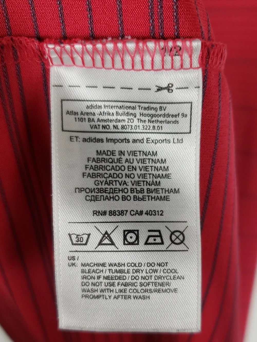 Adidas Men’s 2XL Red Striped Polo Golf Shirt